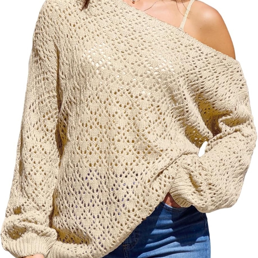 Cupshe off the shoulder cream sweater NWT